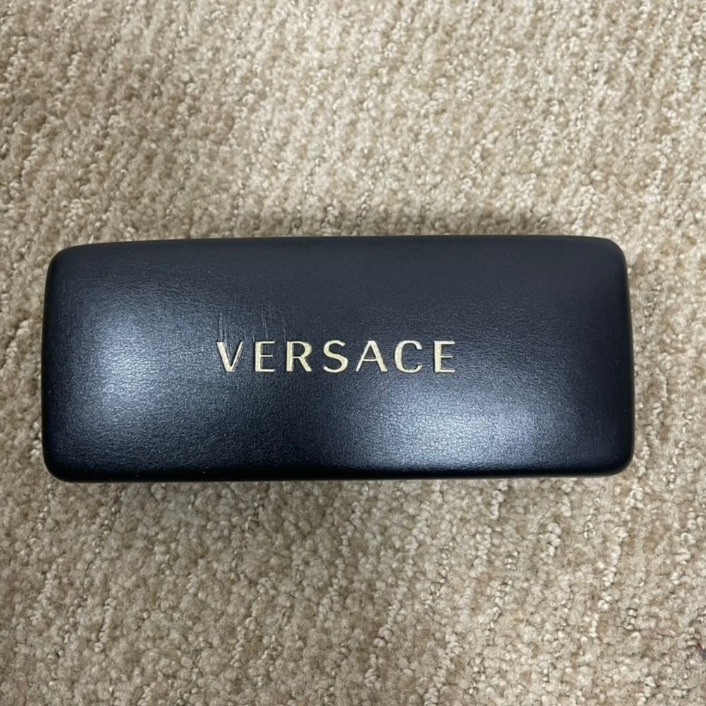 Versace Eyeglass Case Unisex OS Black Excellent Hard Shell Gold Logo 5729